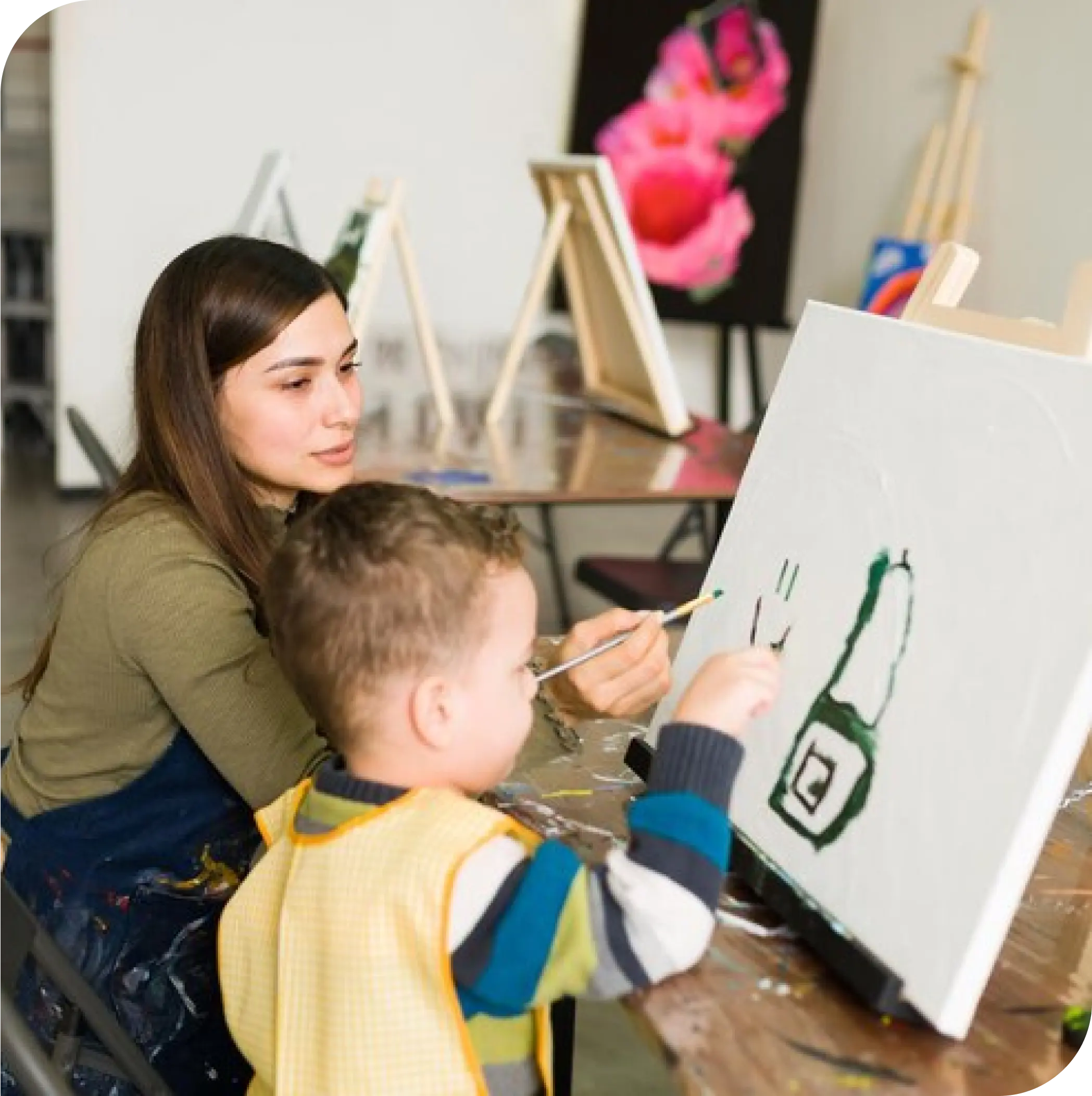 Children engaging in group art therapy in Thornhill, Vaughan, building social skills and emotional expression through creativity.