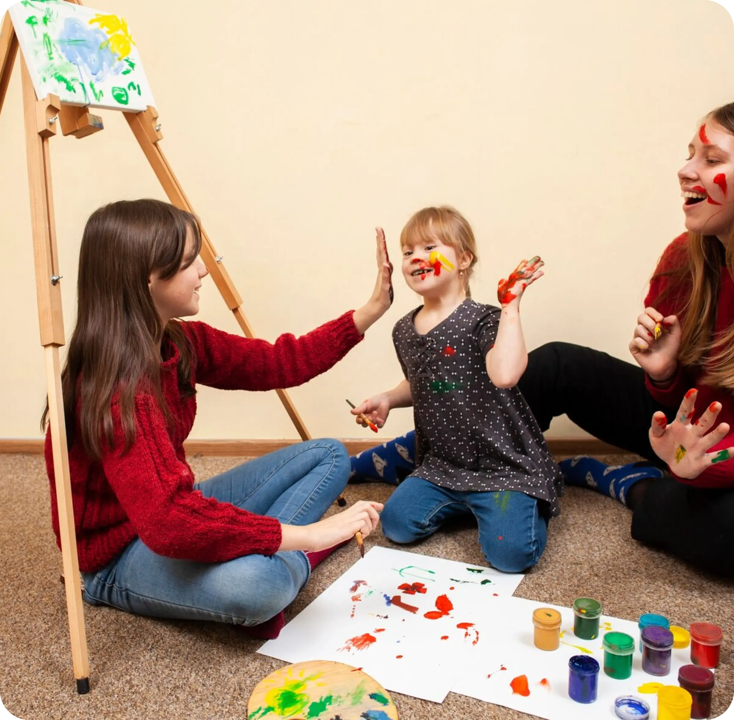 Child and therapist using art therapy for ADHD. Art therapy for kids in Thornhill, Vaughan at Young Sprouts Therapy.