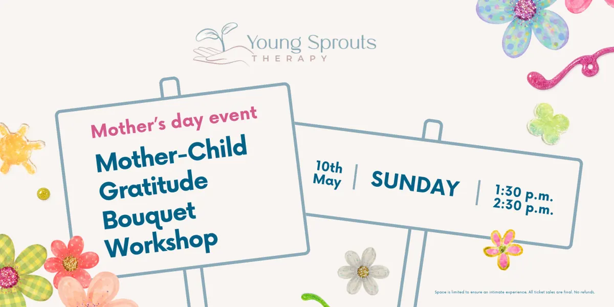 Mother-Child Gratitude Bouquet Workshop banner for Young Sprouts Therapy in Thornhill on Mother's Day